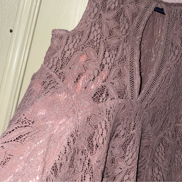 Free People dusty rose lace peplum top sz S - Picture 6 of 6
